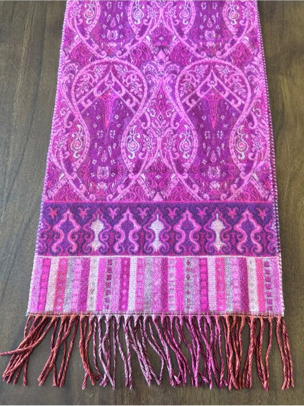 Cashmink Pink Acrylic Scarf Tassel Fringe 11.5" wide 64" long Winter Accessory